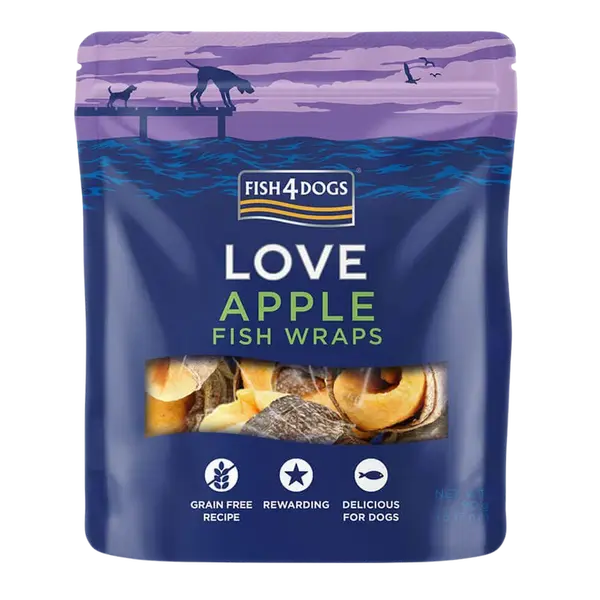 FISH4DOGS Pamlsky pro psy rybí závitky s jablkem 90 g