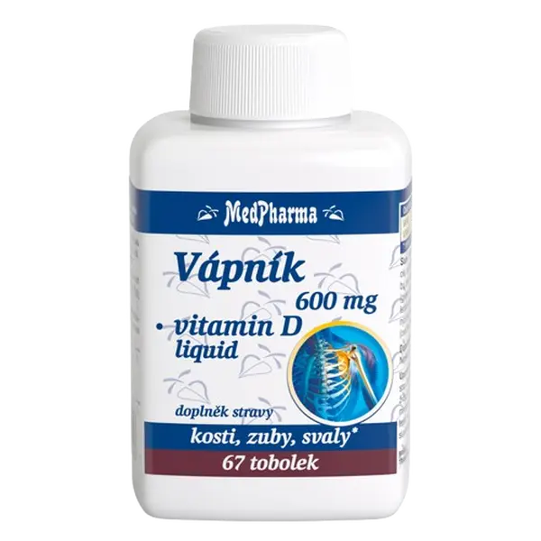 MEDPHARMA Vápník 600 mg + Vitamin D-liquid 67 tobolek