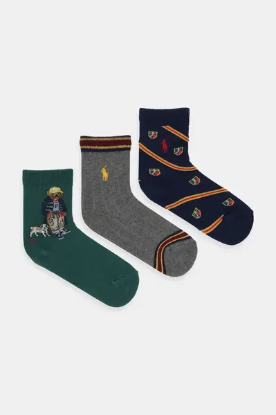 Dětské ponožky Polo Ralph Lauren 3-pack zelená barva, 442P03160001
