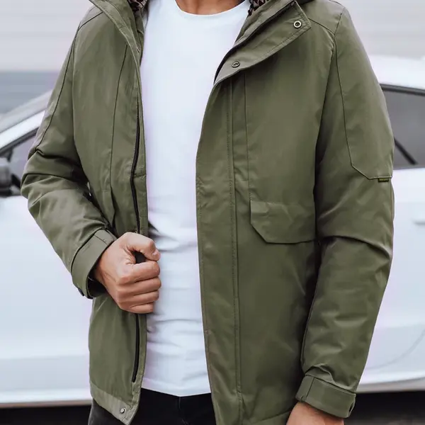 Kurtka męska przejściowa z kapturem zielona Dstreet