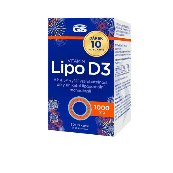 GS Vitamín Lipo D3, 1000 IU, 70 kapslí