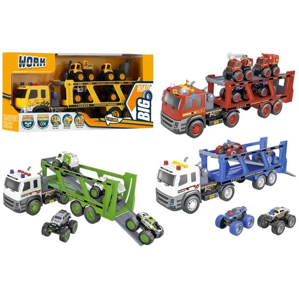 Nákladné auto so 4 vozidlami, svetlami a zvukmi BIG ROAD-MOVEO