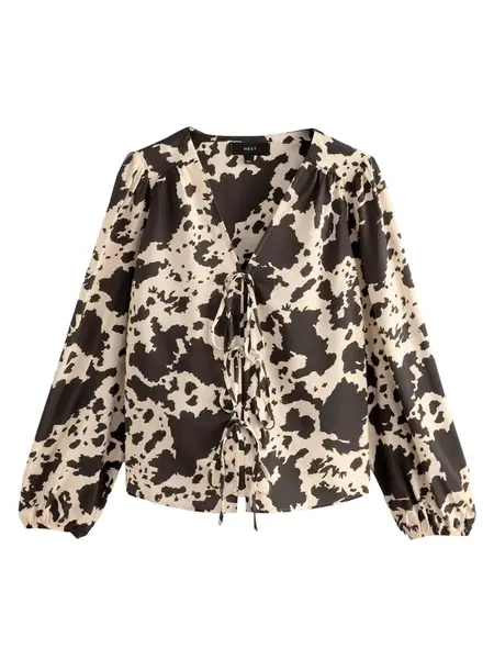 Next Blúzka  krémová / tmavohnedá
