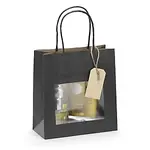 Kraftová taška s okénkem a štítkem 180 x 190 x 80 mm, černá