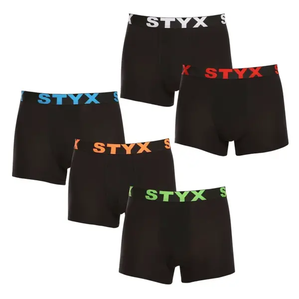 Styx 5PACK pánské boxerky sportovní guma černé (5G9602) XXL