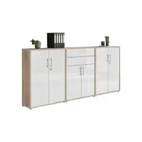 MID.YOU SKŘÍŇ NA ŠANONY, Sonoma dub, vysoce lesklá bílá, 253,2/113,6/33 cm