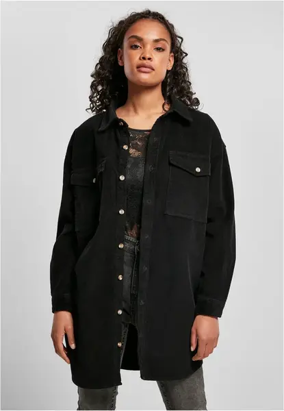 Women's long corduroy shirt black