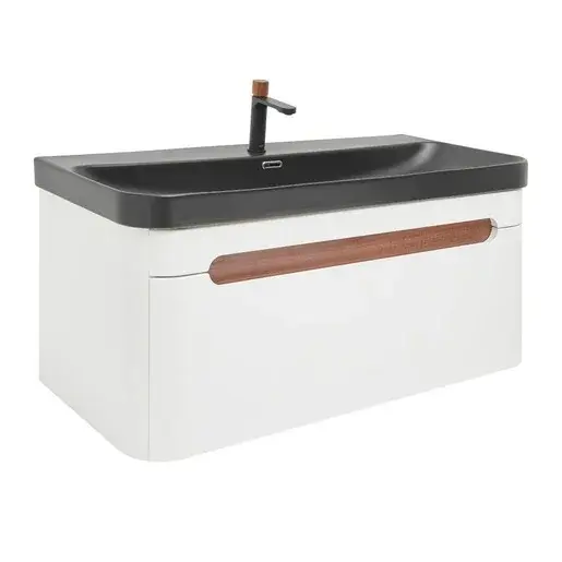 Kúpeľňová skrinka s umývadlom a batériou SAT Fusion 97,5x43x45 cm biela matná SATFUSION100WBKMBA