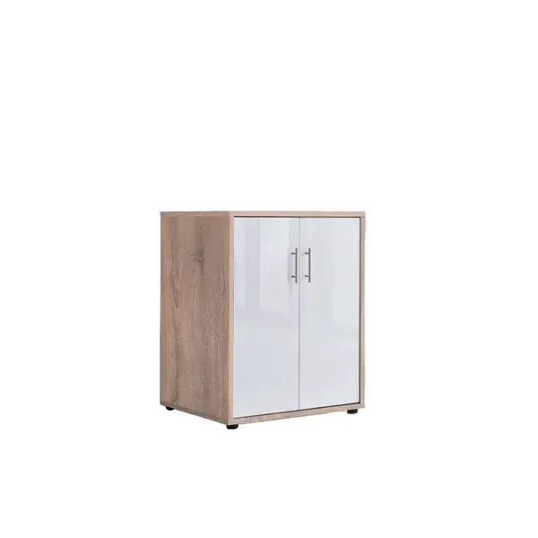 MID.YOU SKŘÍŇ NA ŠANONY, Sonoma dub, vysoce lesklá bílá, 54/74/50 cm