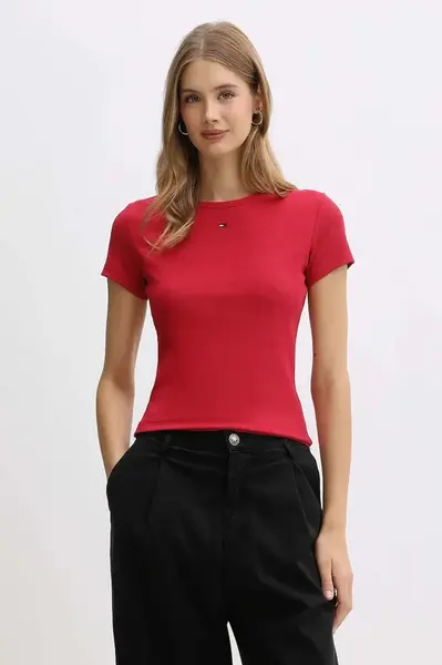 Tričko Tommy Jeans dámské, béžová barva, DW0DW17383