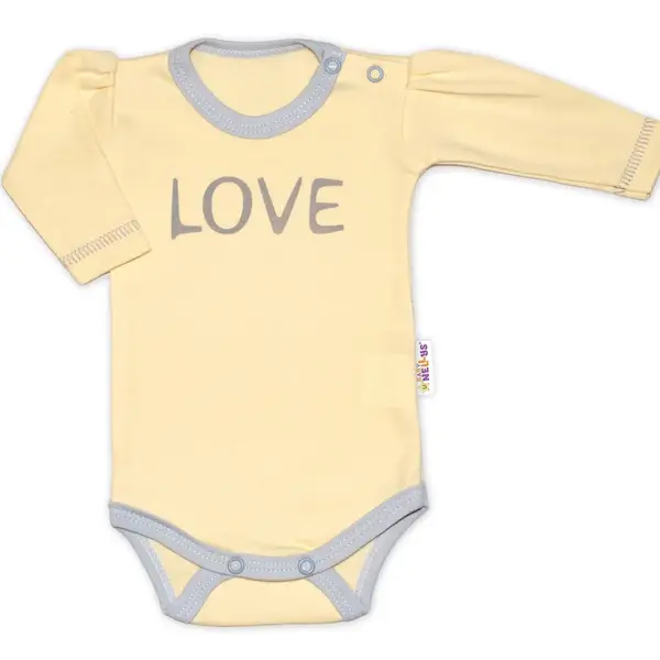 Baby Nellys Body dlouhý rukáv Love - žluté vel.  62