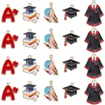 40Pcs 5 Styles Graduation Season Theme Alloy Enamel Pendants