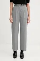 Kalhoty United Colors of Benetton dámské, šedá barva, široké, high waist, 4QIKDF0AC