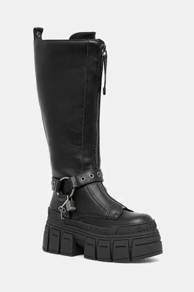 Kozačky Buffalo Gospher Biker Hi černá barva, na platformě, 1270131-BLK