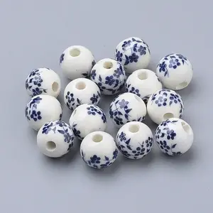 Floral Printed Porcelain Beads