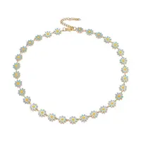 Enamel Daisy Link Chain Necklace
