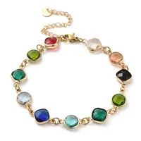 Colorful Glass Link Chain Bracelets