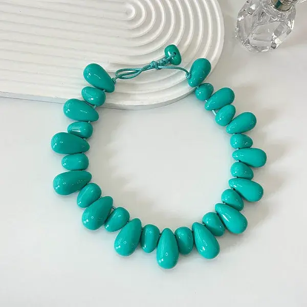 Resin Teardrop Beaded Necklaces for Women