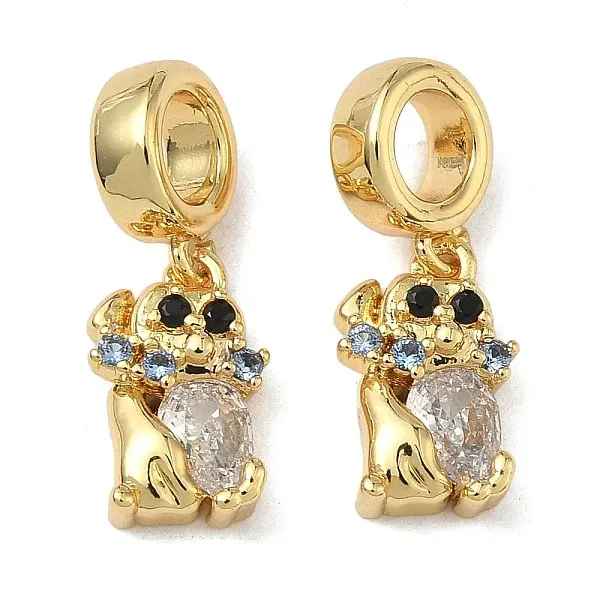 Brass Pave Clear Cubic Zirconia European Dangle Charms
