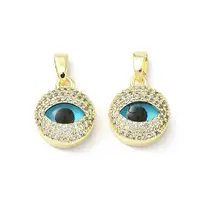 Printed Brass Micro Pave Cubic Zirconia with Glass Pendants