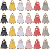 60Pcs 6 Colors Halloween Alloy Enamel Pendants