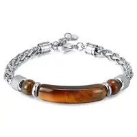 Dyed Natural Tiger Eye Curved Rectangle Link Bracelet