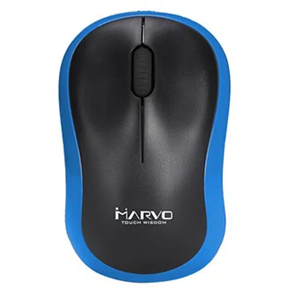 Marvo Myš DWM100BL, 1000DPI, 2.4 [GHz], optika, 3tl., bezdrátová, černo-modrá, 1 ks AA, kancelářská