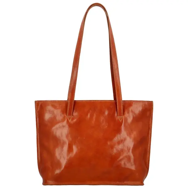 Dámská kožená kabelka koňaková - Delami Vera Pelle Karola