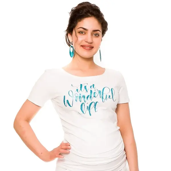 bemaamaa Těhotenské triko Wonderful Life - bílé, vel. L