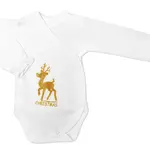 Mamatti Kojenecké body dlouhý rukáv, zapínání bokem, Vánoce, bílá/zlatá