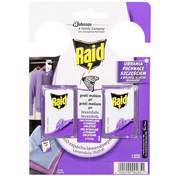 RAID Závesné vrecúško  proti moliam, levanduľa 2 ks