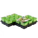 Dvojdielná sada - 12 ks kvetináčov na sadenice 8cm zelený + podmiska