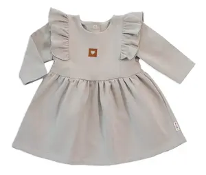 Baby Nellys Dětské teplákové šaty, tunika Vintage Love - šedé, vel. 86