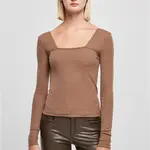 Dámský čtvercový výstřih s dlouhým rukávem v tmavě khaki barvě