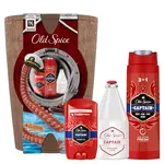 OLD SPICE V dřevěném soudku tuhý deodorant, sprchový gel a voda po holení Captain - santalové dřevo a citrusy