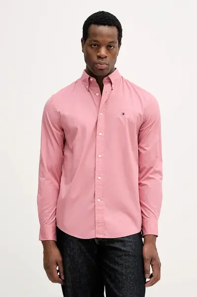 Bavlněná košile Tommy Hilfiger pánská, modrá barva, regular, s límečkem button-down, MW0MW37550