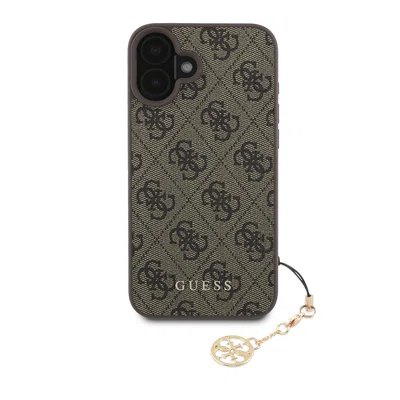 Zadní kryt Guess 4G Charm pro Apple iPhone 16, tón v tónu hnědá