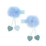 Souza! - Sponky do vlasov Amandine s brmbolcom a srdiečkami – modré - 2 ks