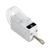 Powerbanka 100 000 mAh, PD66W, 2.1A, 4 integrované kabely + LED světlo, bílá