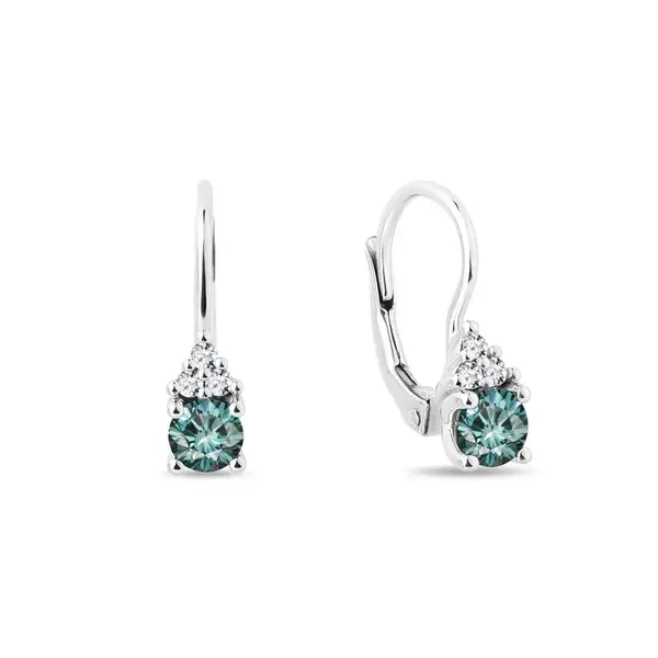 Náušnice z bieleho zlata s modrým diamantom a briliantmi KLENOTA