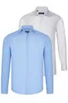 DUAL SET G726 DEWBERRY MENS SHIRT-WHITE-BLUE
