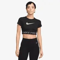 Nike Pro Womens Dri-FIT Short-Sleeve Cropped Graphic Top L