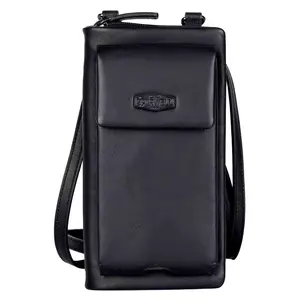 Kožená dámska kabelka s peňaženkou Sparwell Livia - čierna