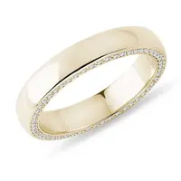 Pánský prsten ve žlutém zlatě s diamanty po stranách obroučky KLENOTA