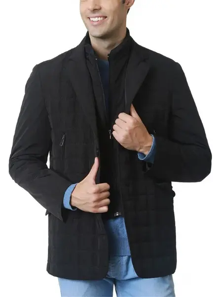 Černý prošívaný kabát Dewberry