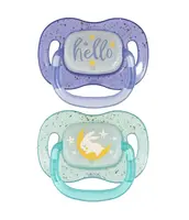 Canpol babies Svítící silikonový dudlík symetrický 6–18m 2 ks kluk