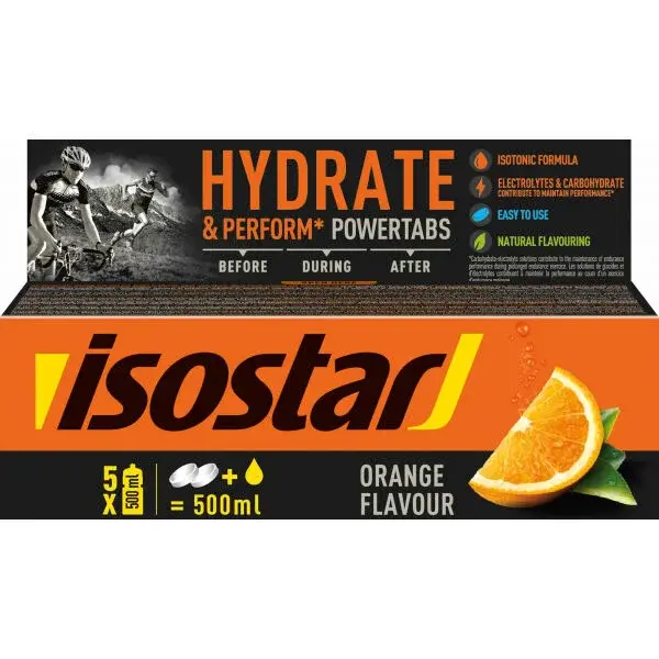 Isostar TABLETY BOX POWERTABS 120 G POMARANČ Rozpustný izotonický nápoj v tabletách, , veľkosť