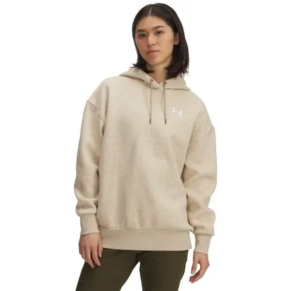 Under Armour ESSENTIAL FLC OS HOODIE Dámska mikina, béžová, veľkosť S