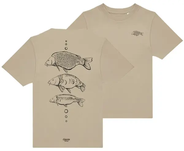 Giants fishing tričko detské tri kapri béžové - 7-8 rokov