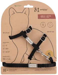 Amiplay Kšíry pro kočku s vodítkem Samba Černé - S | P58921